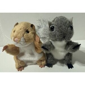 Folkmanis Mini Finger Puppet 2 pcs LOT  Gray Squirrel Hamster 4" Wildlife Nature